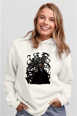Alucard Baskılı Beyaz Unisex Hoodie