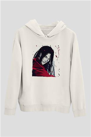Alucard Baskılı Beyaz Unisex Hoodie