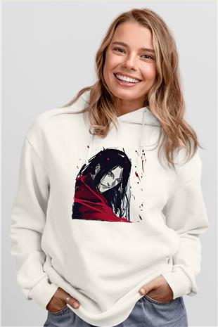 Alucard Baskılı Beyaz Unisex Hoodie
