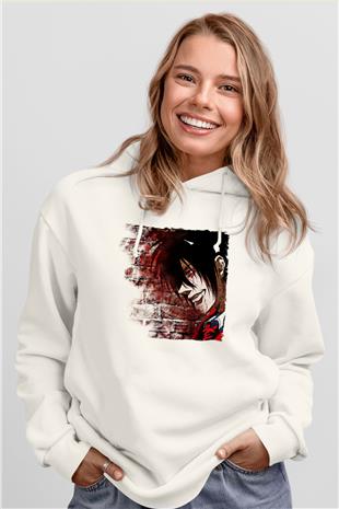 Alucard Baskılı Beyaz Unisex Hoodie