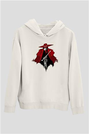 Alucard Baskılı Beyaz Unisex Hoodie