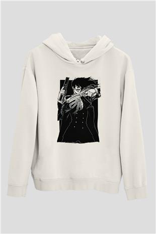 Alucard Baskılı Beyaz Unisex Hoodie