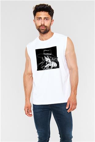 Alucard Baskılı Beyaz Unisex Kolsuz Tişört - Tshirt