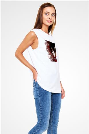 Alucard Baskılı Beyaz Unisex Kolsuz Tişört - Tshirt