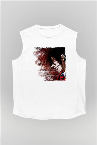 Alucard Baskılı Beyaz Unisex Kolsuz Tişört - Tshirt