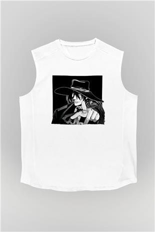 Alucard Baskılı Beyaz Unisex Kolsuz Tişört - Tshirt