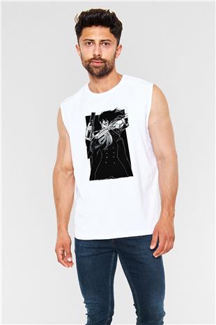 Alucard Baskılı Beyaz Unisex Kolsuz Tişört - Tshirt