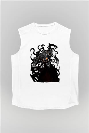 Alucard Baskılı Beyaz Unisex Kolsuz Tişört - Tshirt