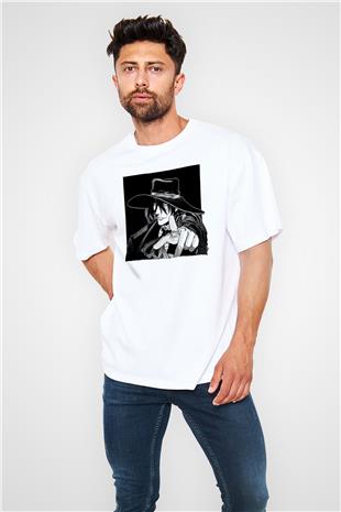 Alucard Baskılı Beyaz Unisex Oversize Tişört - Tshirt