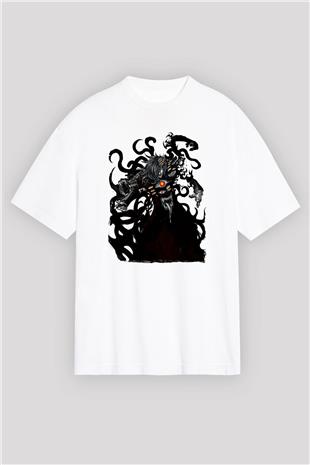 Alucard Baskılı Beyaz Unisex Oversize Tişört - Tshirt