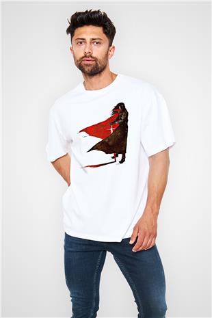 Alucard Baskılı Beyaz Unisex Oversize Tişört - Tshirt