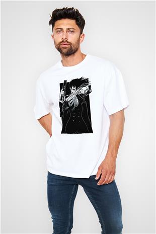 Alucard Baskılı Beyaz Unisex Oversize Tişört - Tshirt