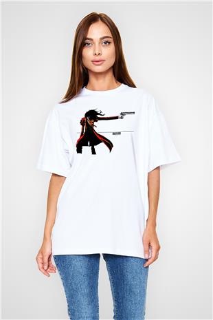 Alucard Baskılı Beyaz Unisex Oversize Tişört - Tshirt