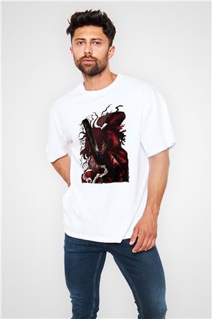 Alucard Baskılı Beyaz Unisex Oversize Tişört - Tshirt