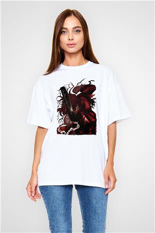 Alucard Baskılı Beyaz Unisex Oversize Tişört - Tshirt