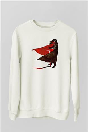 Alucard Baskılı Beyaz Unisex Sweatshirt