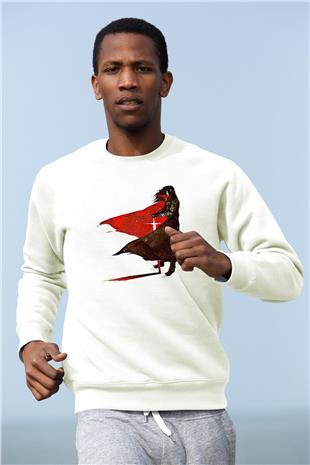 Alucard Baskılı Beyaz Unisex Sweatshirt