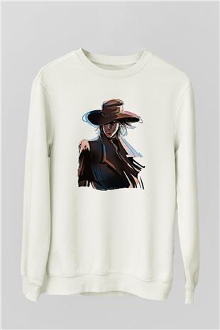 Alucard Baskılı Beyaz Unisex Sweatshirt