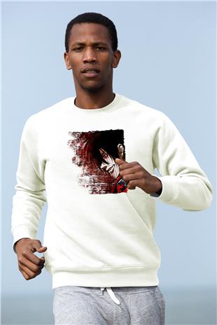 Alucard Baskılı Beyaz Unisex Sweatshirt