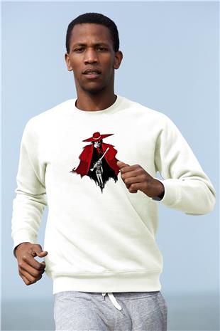 Alucard Baskılı Beyaz Unisex Sweatshirt