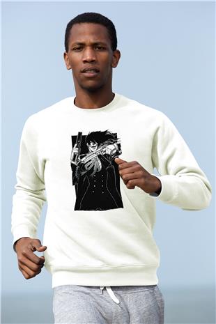 Alucard Baskılı Beyaz Unisex Sweatshirt