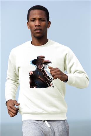 Alucard Baskılı Beyaz Unisex Sweatshirt