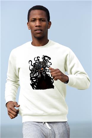Alucard Baskılı Beyaz Unisex Sweatshirt
