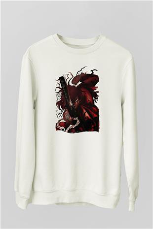 Alucard Baskılı Beyaz Unisex Sweatshirt
