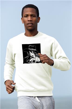 Alucard Baskılı Beyaz Unisex Sweatshirt