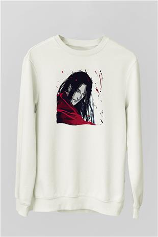 Alucard Baskılı Beyaz Unisex Sweatshirt