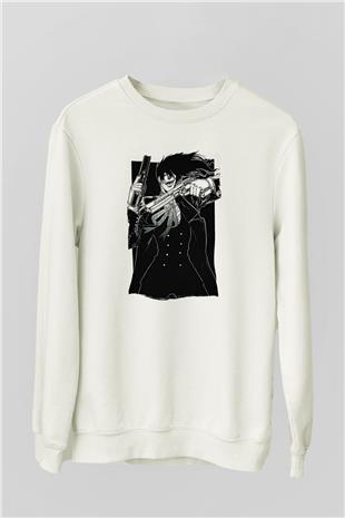 Alucard Baskılı Beyaz Unisex Sweatshirt