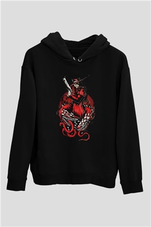Alucard Baskılı Unisex Siyah Hoodie