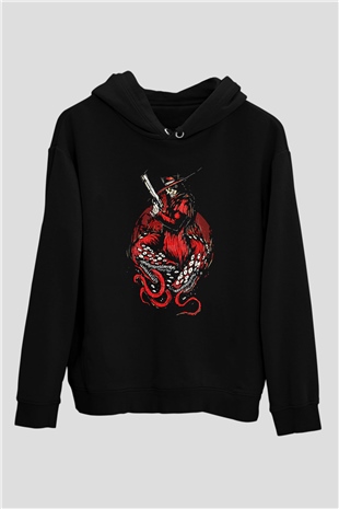 Alucard Baskılı Unisex Siyah Hoodie