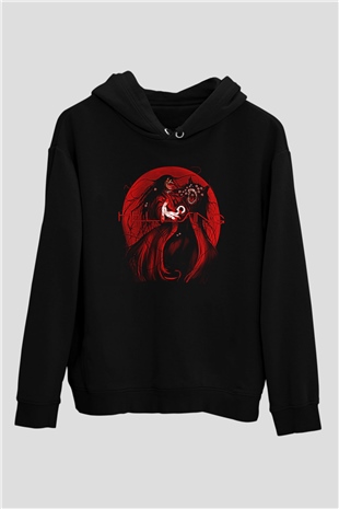 Alucard Baskılı Unisex Siyah Hoodie