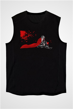 Alucard Baskılı Unisex Siyah Kolsuz Tişört - Tshirt