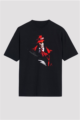 Alucard Baskılı Unisex Siyah Oversize Tişört - Tshirt