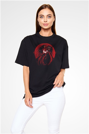 Alucard Baskılı Unisex Siyah Oversize Tişört - Tshirt