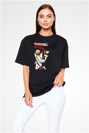 Alucard Baskılı Unisex Siyah Oversize Tişört - Tshirt