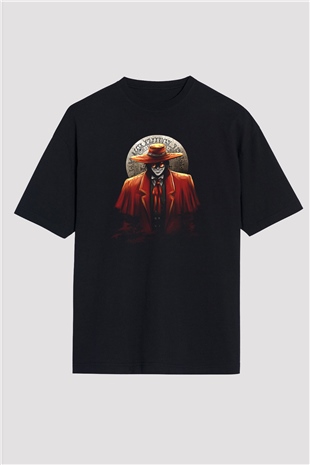 Alucard Baskılı Unisex Siyah Oversize Tişört - Tshirt