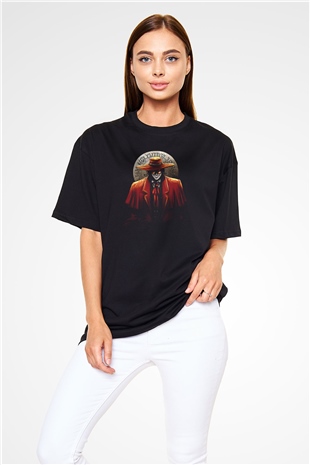 Alucard Baskılı Unisex Siyah Oversize Tişört - Tshirt