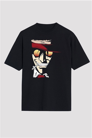 Alucard Baskılı Unisex Siyah Oversize Tişört - Tshirt