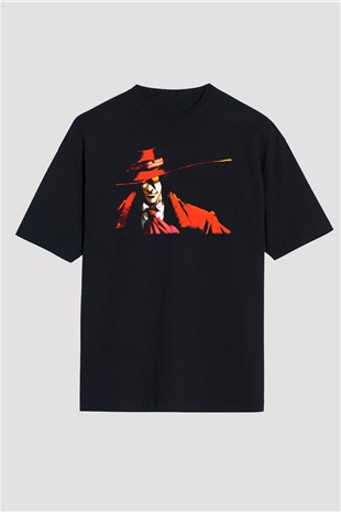 Alucard Baskılı Unisex Siyah Oversize Tişört - Tshirt