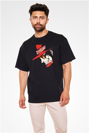 Alucard Baskılı Unisex Siyah Oversize Tişört - Tshirt