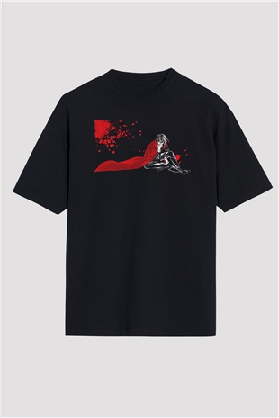Alucard Baskılı Unisex Siyah Oversize Tişört - Tshirt