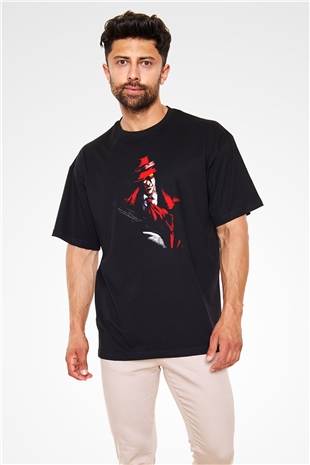 Alucard Baskılı Unisex Siyah Oversize Tişört - Tshirt