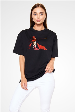 Alucard Baskılı Unisex Siyah Oversize Tişört - Tshirt
