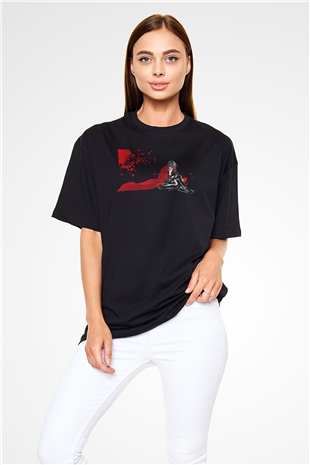 Alucard Baskılı Unisex Siyah Oversize Tişört - Tshirt