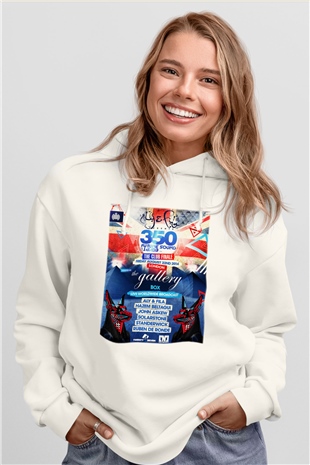 Aly & Fila Beyaz Unisex Kapşonlu Sweatshirt