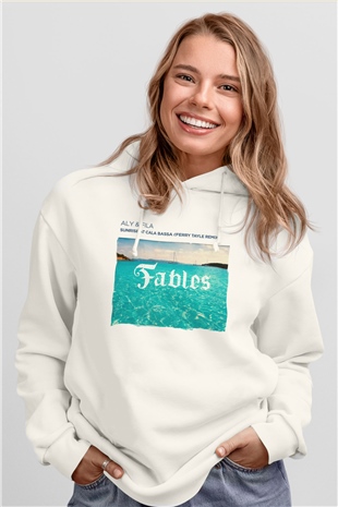Aly & Fila Beyaz Unisex Kapüşonlu Sweatshirt