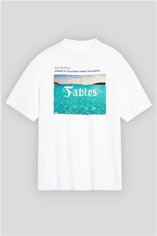 Aly & Fila Beyaz Oversize Tişört Oversize T-shirt - TişörtFabrikası